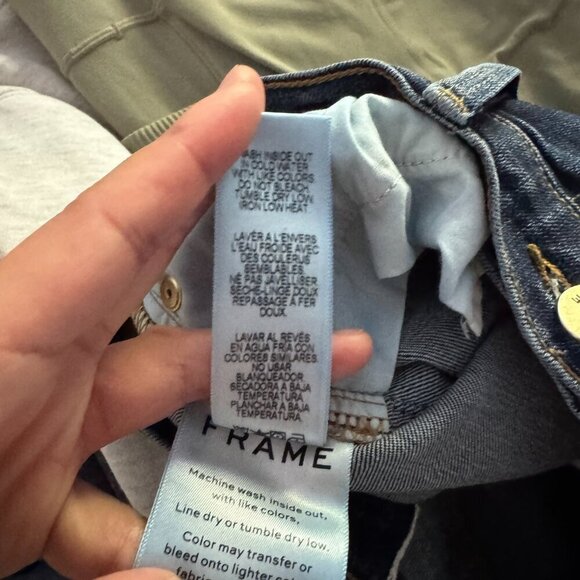🦋 FRAME Le Skinny de Jeanne Jeans Cascade Hem Meyer Dark Wash 27 Raw Hem Casual - Picture 7 of 9